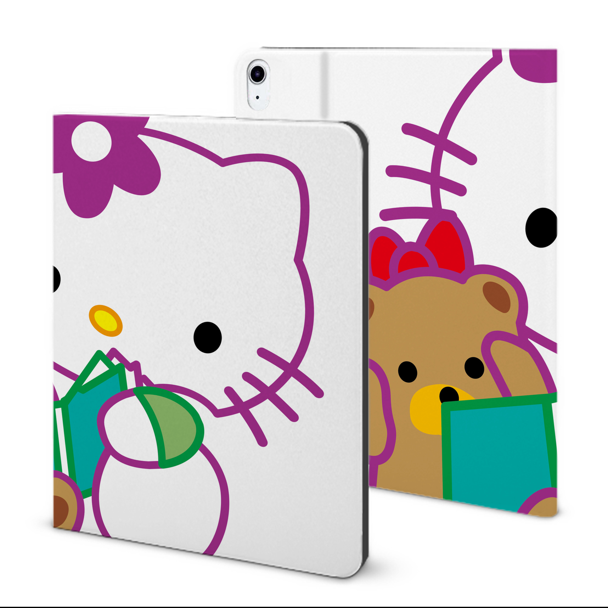 （画像用） Hello Kitty ハローキティ IPad ケース ブック型 PUレザー TPU 耐衝撃 軽量 薄型 ペン収納なし 全面保護 IPad 各モデル対応